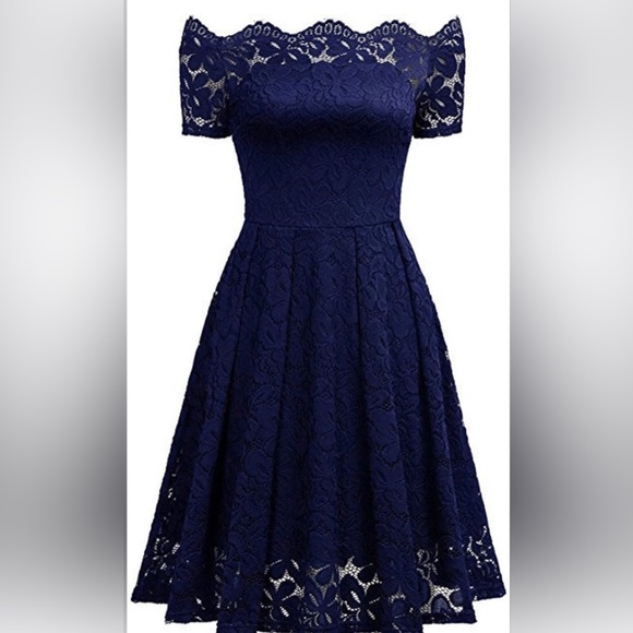 #011 MISSMAY Women's Vintage Floral Lace Short Sleeve Boat Neck Cocktail. - Picture 4 of 9